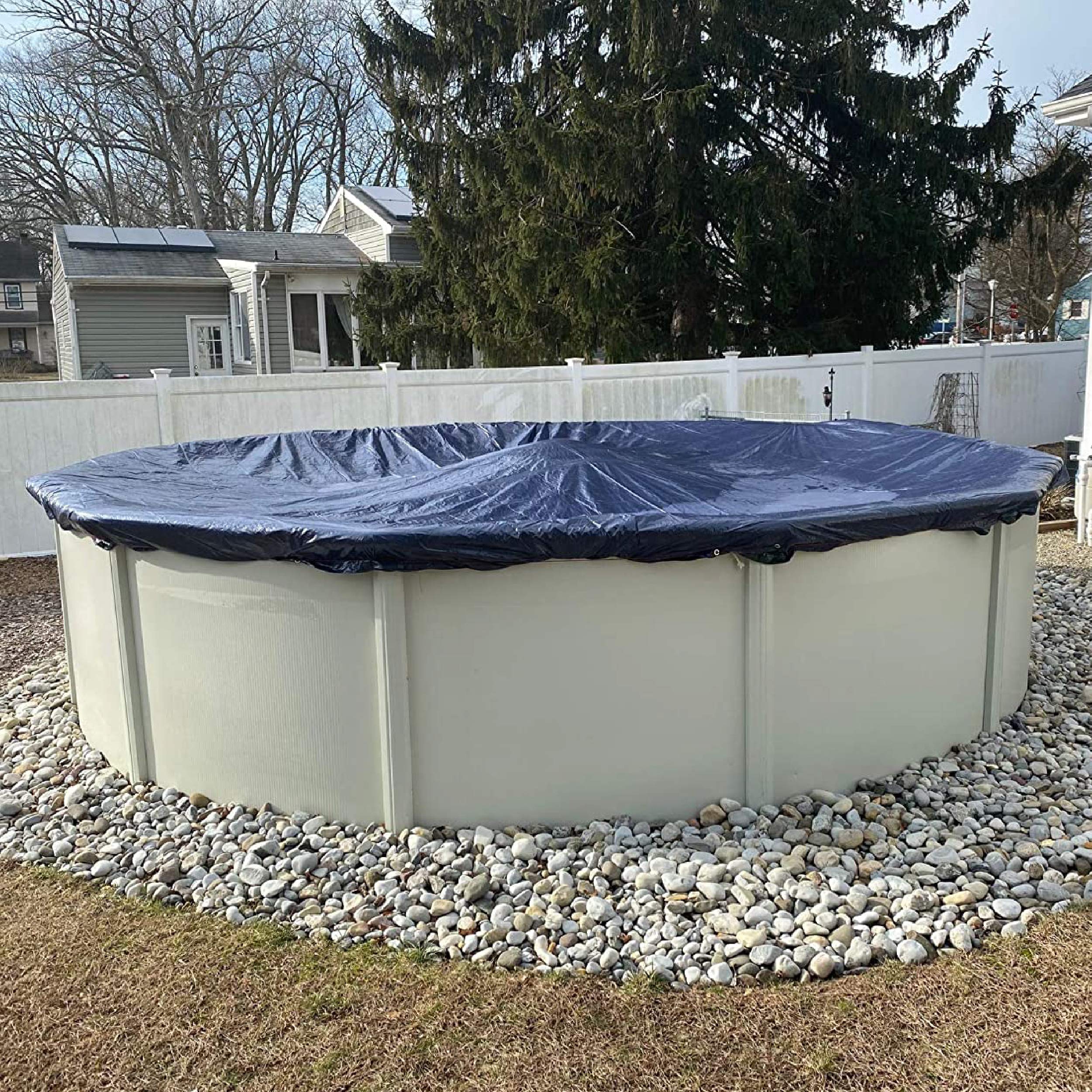 Winter Block Winter Pool Cover For Above Ground Pools, 15 Ft., Round Winter Aboveground Pool Cover, 8-Year Warranty, Includes Wi
