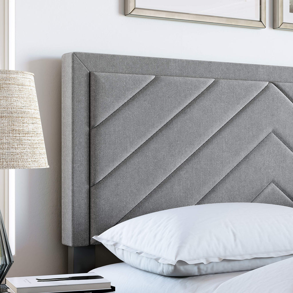 Boyd Sleep Barcelona Upholstered Platform Bed with Headboard and Durable Mattress Foundation with Strong 14 Wood Slat Supports, No BoxSpring Required: King, Gray