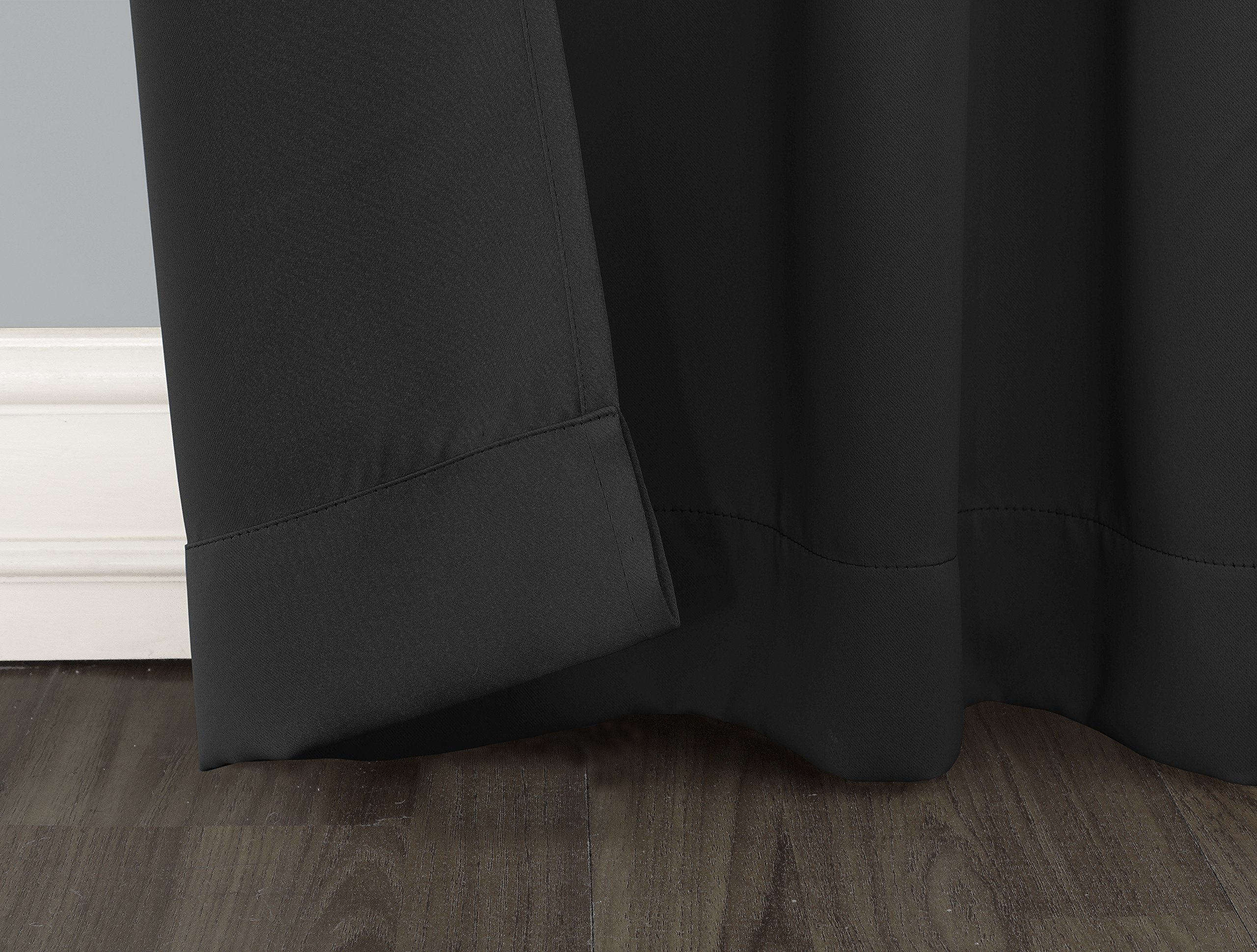 Sun Zero Easton Energy Saving Blackout Rod Pocket Curtain Panel, 40' X 63', Black