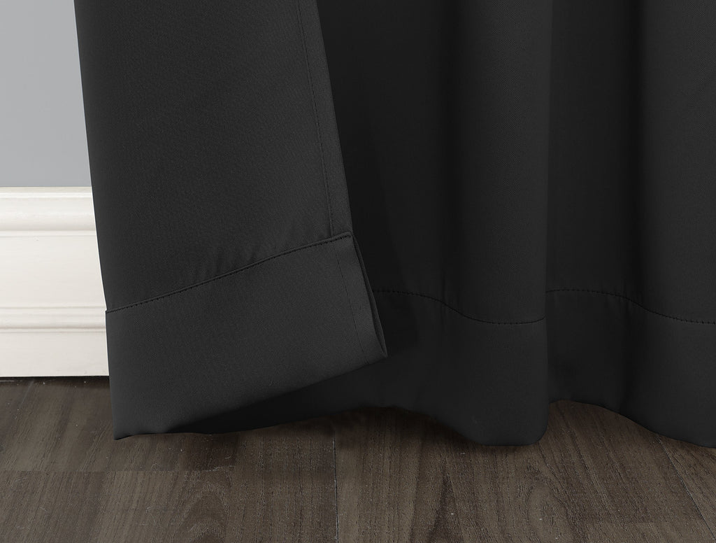 Sun Zero Easton Energy Saving Blackout Rod Pocket Curtain Panel, 40' X 95', Black
