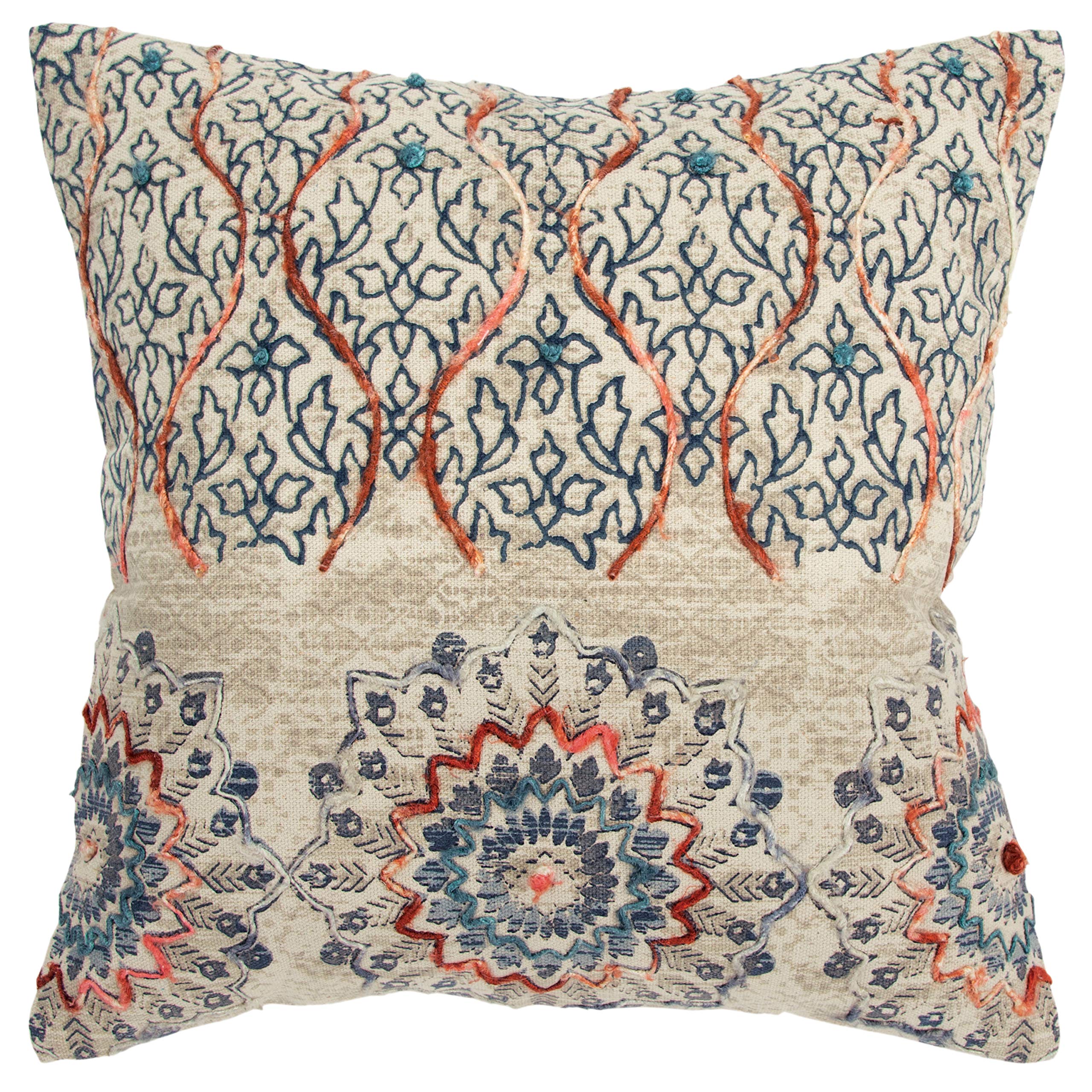Rizzy Home Medallion 20" x 20" Poly Filled Pillow with Cotton Cover-Natural