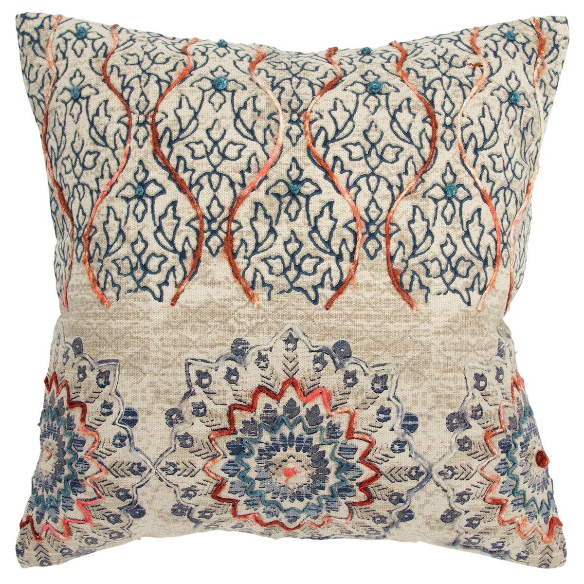 Rizzy Home Medallion 20&quot; x 20&quot; Cotton Pillow Cover in Natural