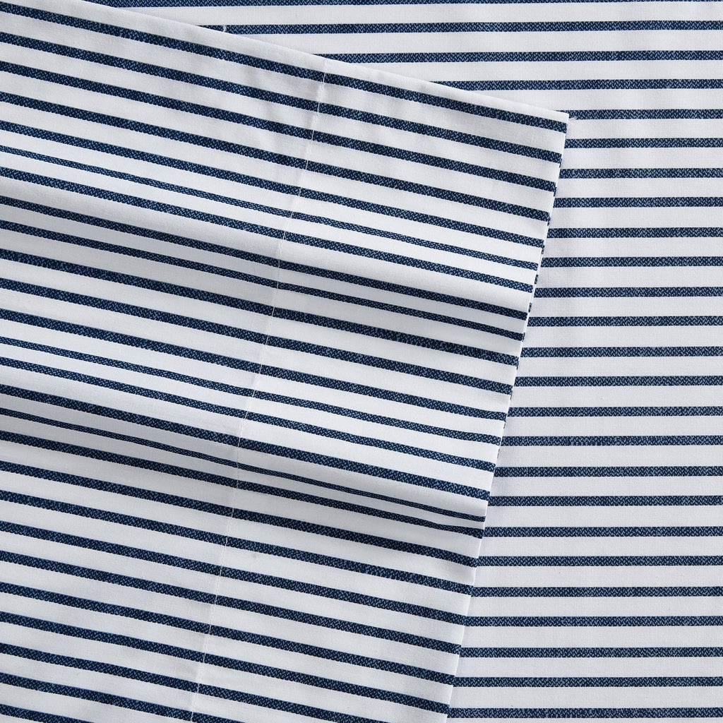 Nautica- Queen Sheet Set, Cotton Percale Bedding Set, Crisp & Cool, Lightweight & Breathable (Harmead Navy, Queen)