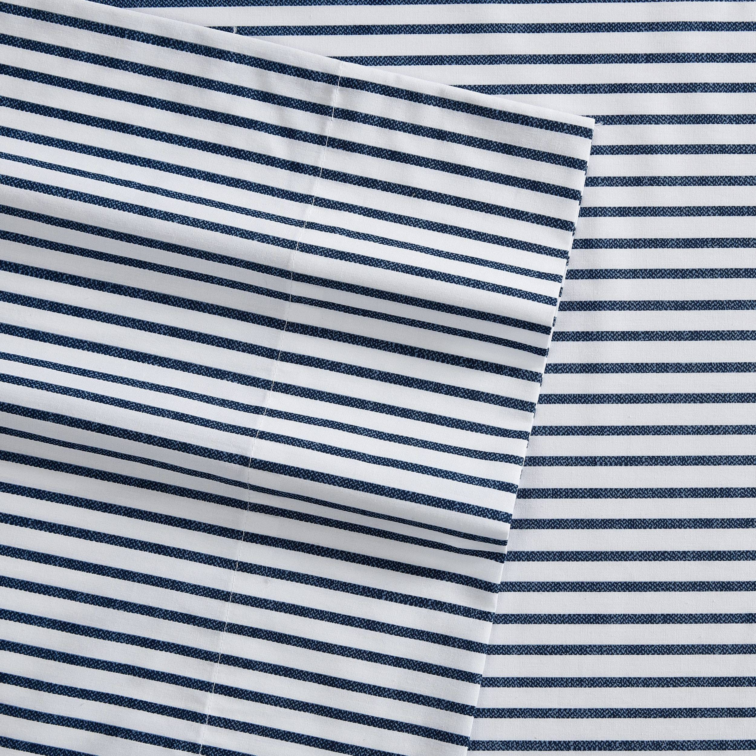 Nautica- King Sheet Set, Cotton Percale Bedding Set, Crisp & Cool, Lightweight & Breathable (Harmead Navy, King)