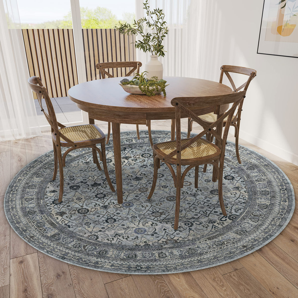 Dalyn Rugs Jericho Jc7 Pewter 6' X 6' Rectangle Soft Round Rug, Easy Clean, Non Shedding, Bedroom, Entry, Living Room, Dining Room, Kitchen Rug