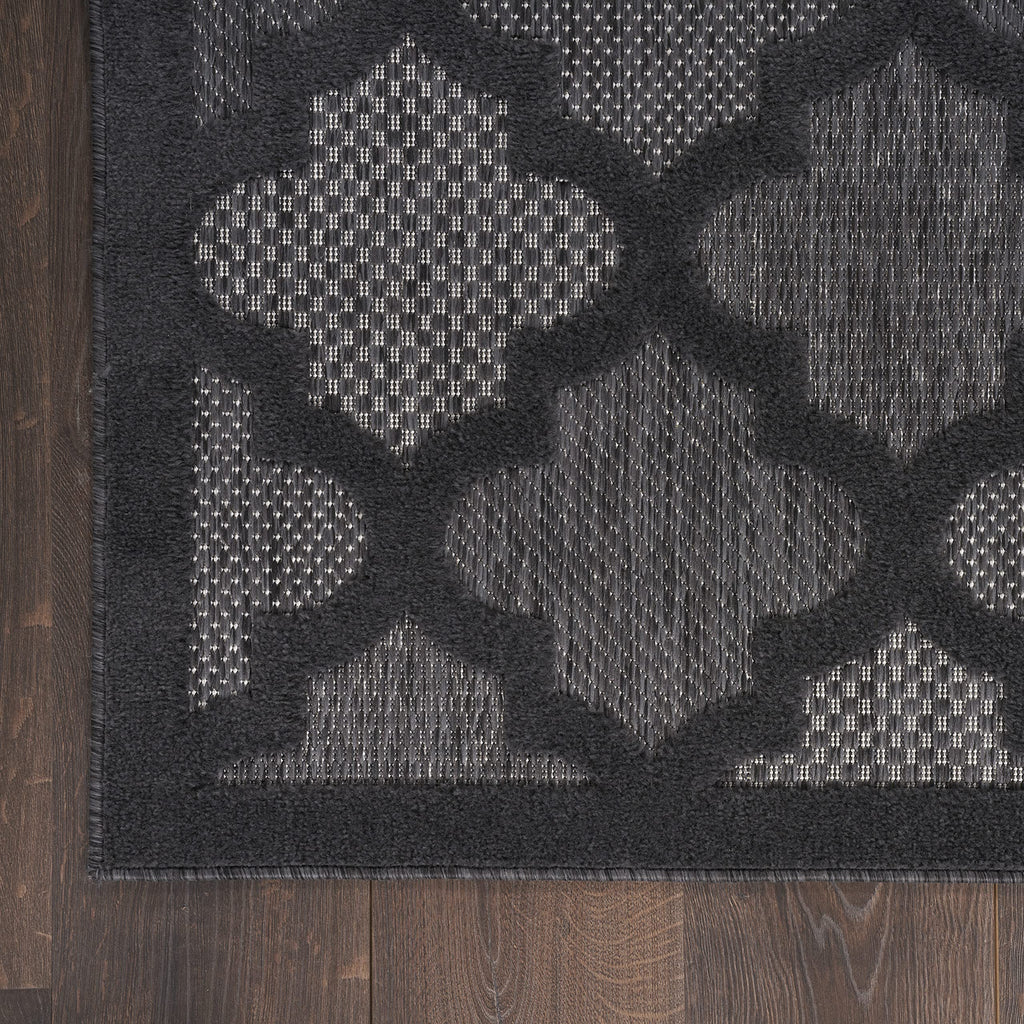 Nourison Easy Care Indoor/Outdoor Charcoal Black 2'2' X 12' Area -Rug, Easy -Cleaning, Non Shedding, Bed Room, Living Room, Dining Room, Backyard, Deck, Patio (2X12)