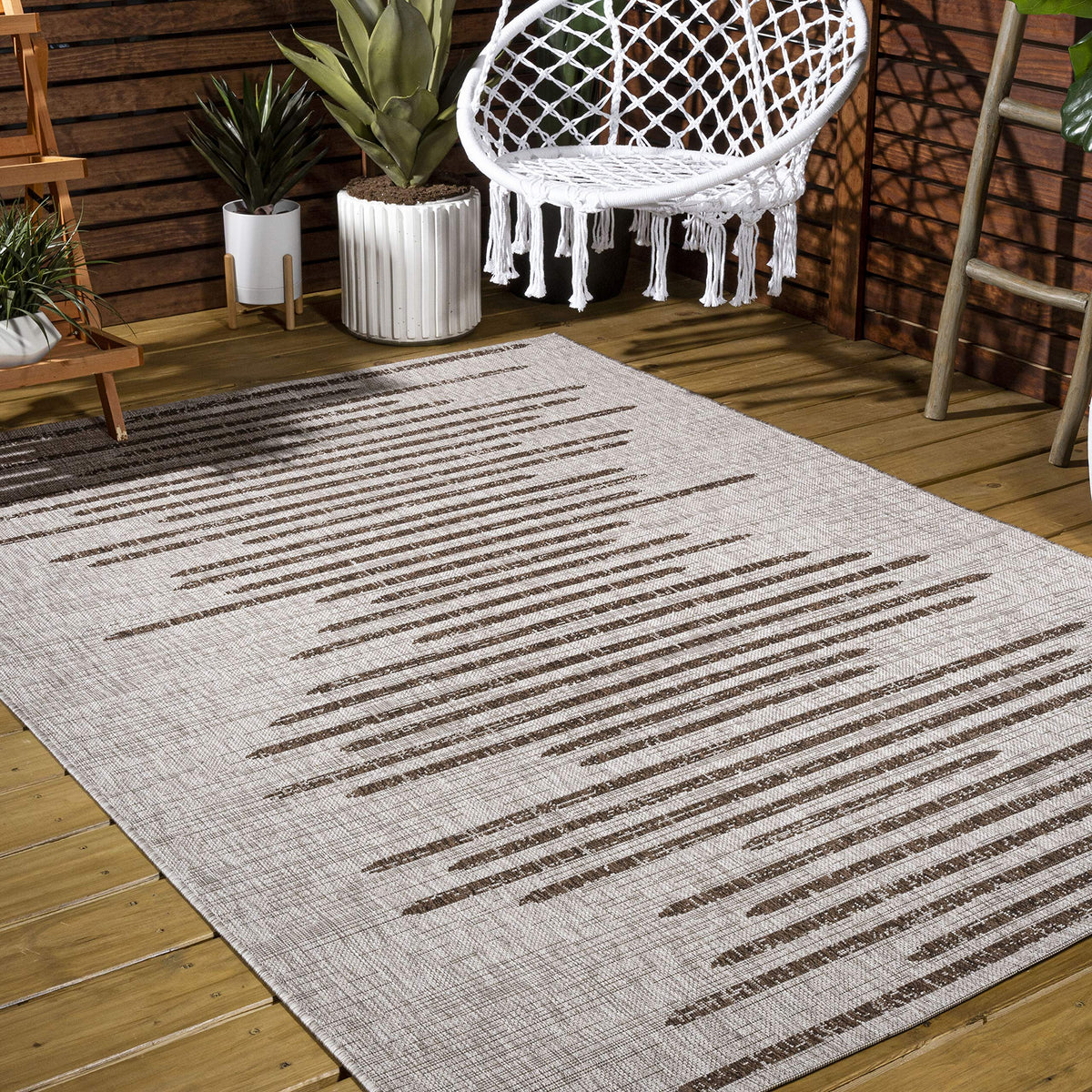Jonathan Y Smb124A-9 Zolak Berber Stripe Geometric Beige/Brown 9 Ft. X 12 Ft. Indoor/Outdoor Area Rug, Pet Friendly, Non-Sheddin