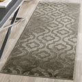 SAFAVIEH Porcello Collection Accent Rug - 41 x 6, Light Grey & Purple, Quatrefoil Distressed Design, Non-Shedding & Easy Care,