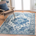 SAFAVIEH Monaco Collection Accent Rug - 4 x 57, Ivory & Blue, Boho Medallion Distressed Design, Non-Shedding & Easy Care, Idea