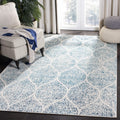 SAFAVIEH Madison Collection Accent Rug - 23 x 4, Cream & Turquoise, Glam Trellis Distressed Design, Non-Shedding & Easy Care, 