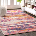 JONATHAN Y Contemporary POP Modern Abstract Brushstroke Pink/Cream 5 ft. x 8 ft. Area-Rug, Bohemian, Easy-Cleaning, for Bedroom,