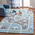 Safavieh Carousel Kids Collection Area Rug - 53 x 76, Grey & Light Blue, Non-Shedding & Easy Care, Ideal for High Traffic Area