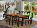 East West Furniture LGKE9-BCH-W 9 Piece Dining Table Set Includes a Rectangle Dining Room Table with Butterfly Leaf and 8 Wooden Seat Chairs, 42x84 Inch, Black & Cherry
