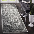 SAFAVIEH Adirondack Collection Runner Rug - 26 x 10, Silver & Black, Oriental Medallion Design, Non-Shedding & Easy Care, Idea