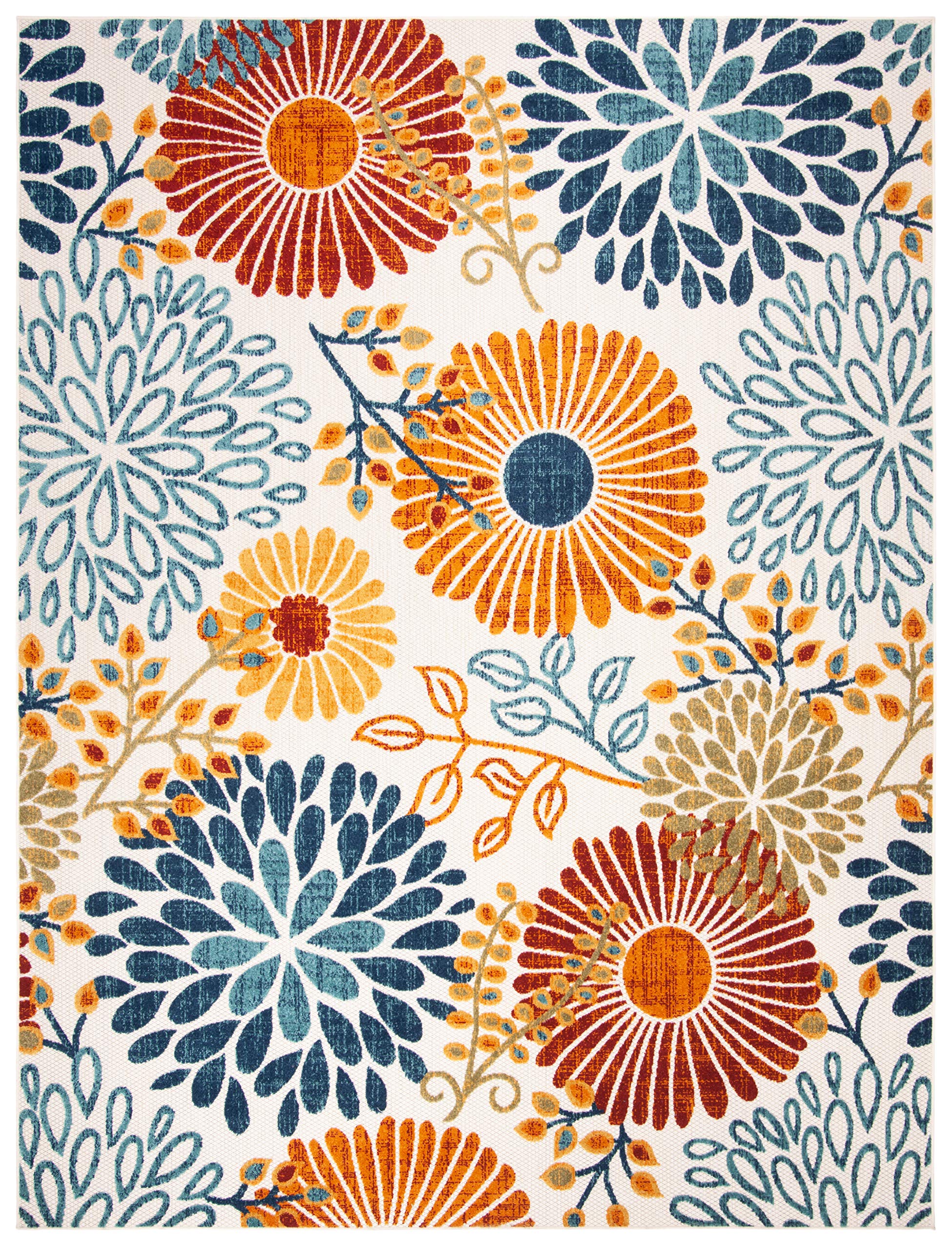 Safavieh Cabana Collection Area Rug - 6' X 9', Creme & Red, Floral Design, Non-Shedding & Easy Care, Indoor/Outdoor & Washable-Ideal For Patio, Backyard, Mudroom (Cbn832A)