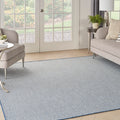 Nourison Courtyard Indoor/Outdoor Ivory Blue 8' X Square Area Rug, Easy Cleaning, Non Shedding, Bed Room, Living Room, Dining Ro