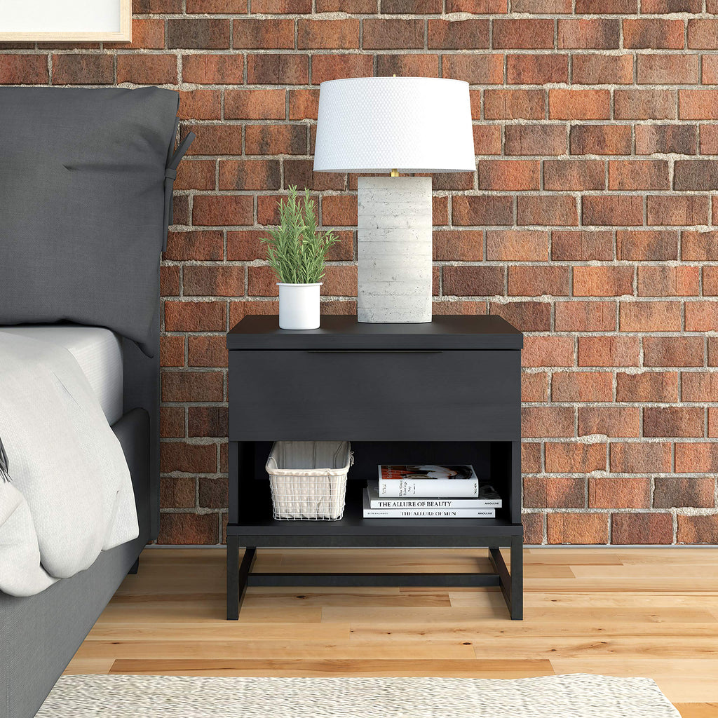 Boyd Sleep Catania, Contemporary Wood Finish, 5 Piece Drawer, Black Nightstand