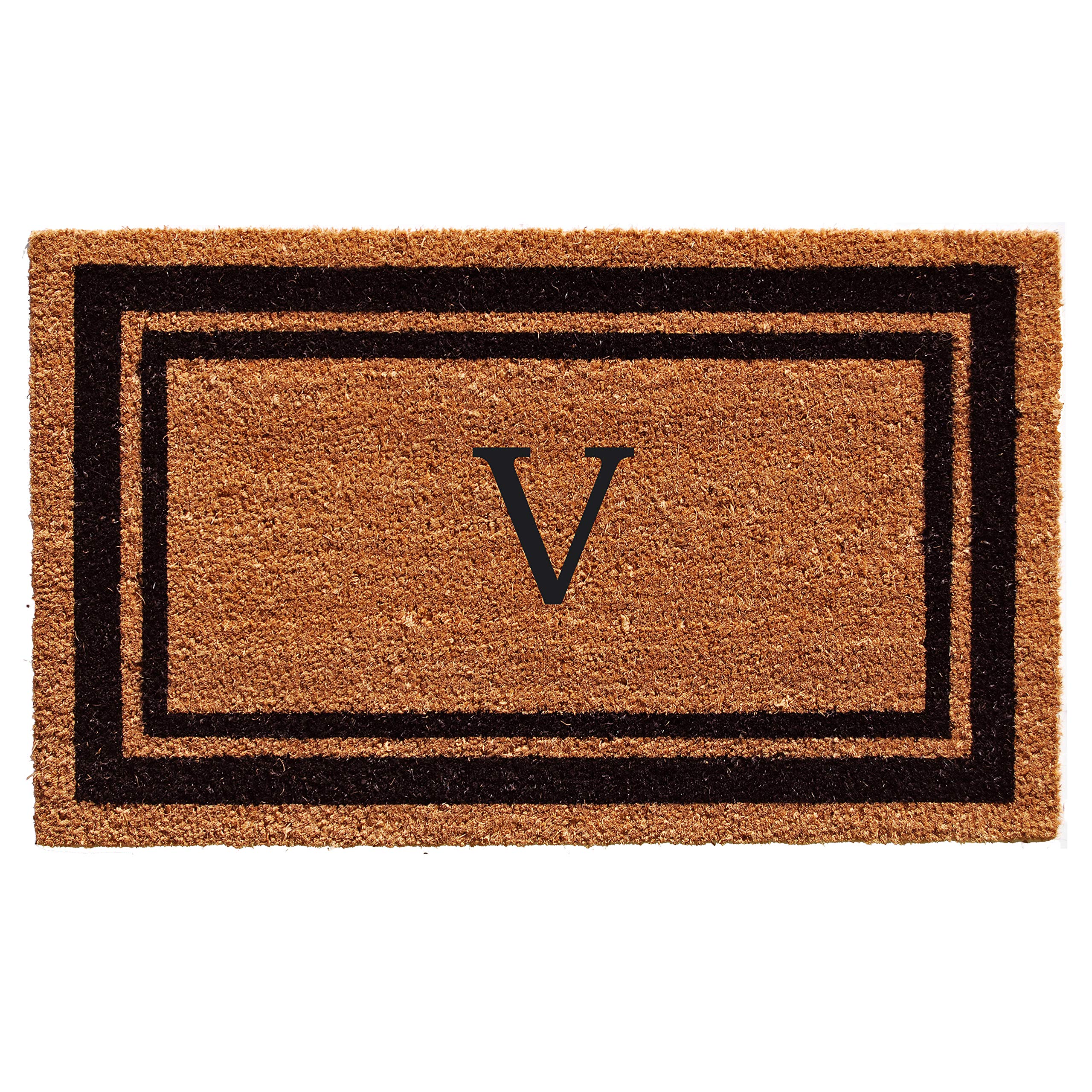 Calloway Mills 152961830V Black Border 18' X 30' Monogram Doormat, (Letter V)