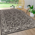 Jonathan Y Smb106G-9 Charleston Vintage Filigree Textured Weave Indoor Outdoor Area-Rug Classic Coastal Easy-Cleaning Bedroom Kitchen Backyard Patio Non Shedding, 9 X 12, Black/Gray