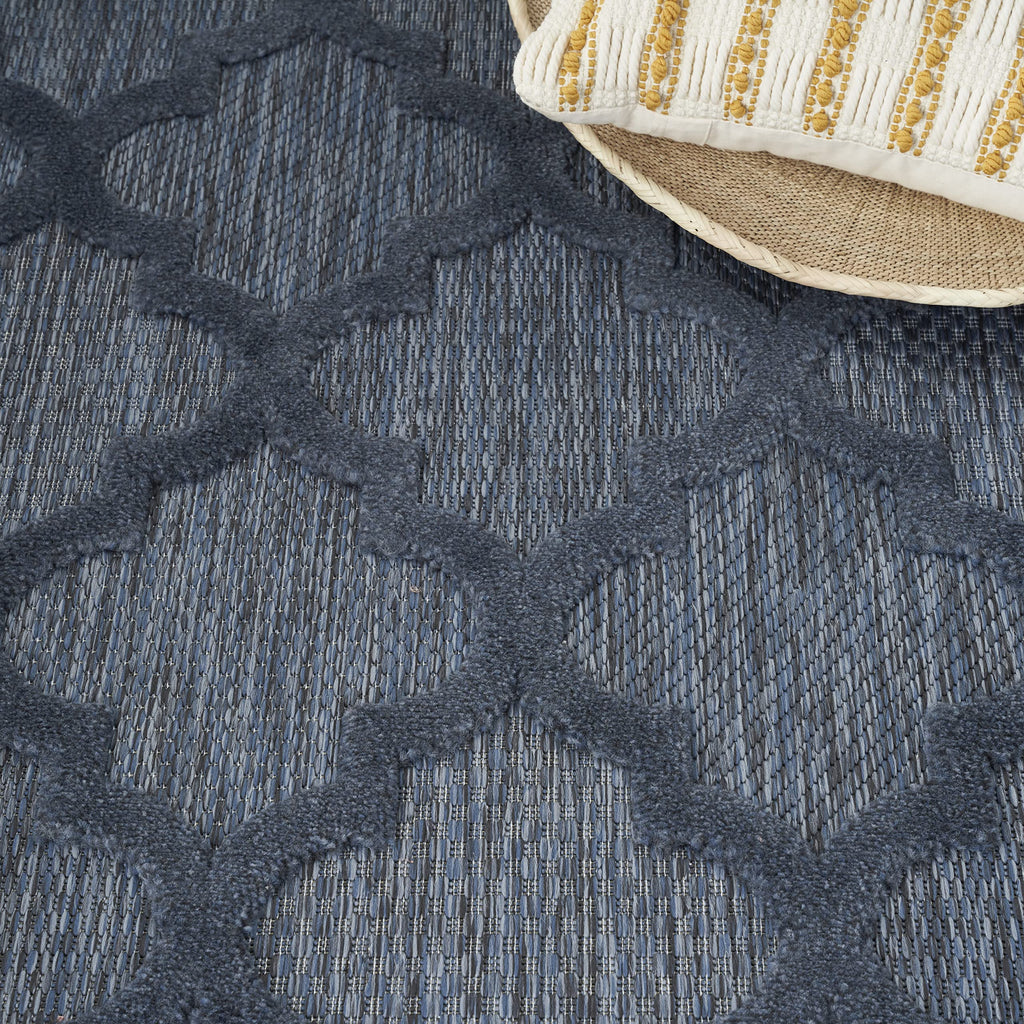 Nourison Easy Care Moroccan Navy Blue 5' X 7' Area -Rug, Trellis, Easy -Cleaning, Non Shedding, Bed Room, Living Room, Dining Room, Backyard, Deck, Patio (5X7)