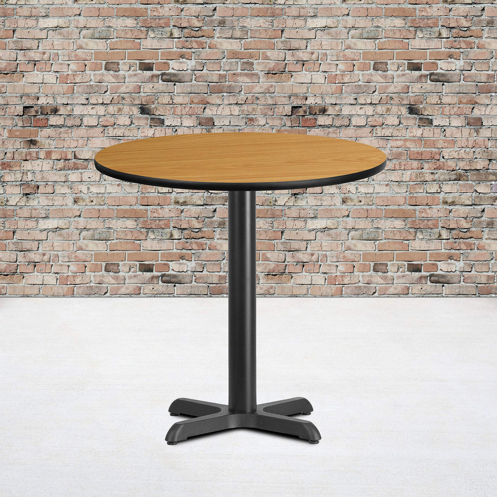 Flash Furniture Graniss 30'' Round Natural Laminate Table Top with 22'' x 22'' Table Height Base