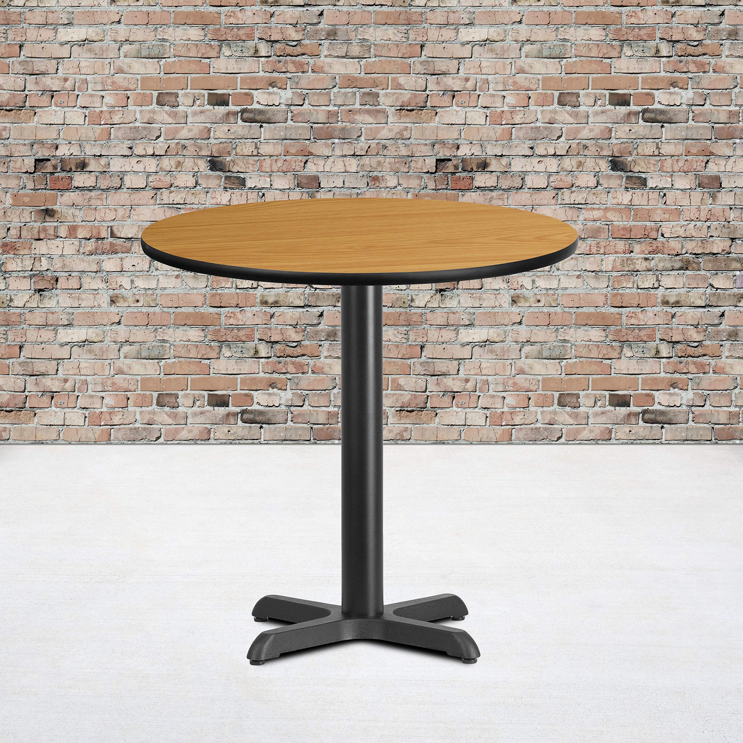 Flash Furniture Graniss 30'' Round Natural Laminate Table Top with 22'' x 22'' Table Height Base