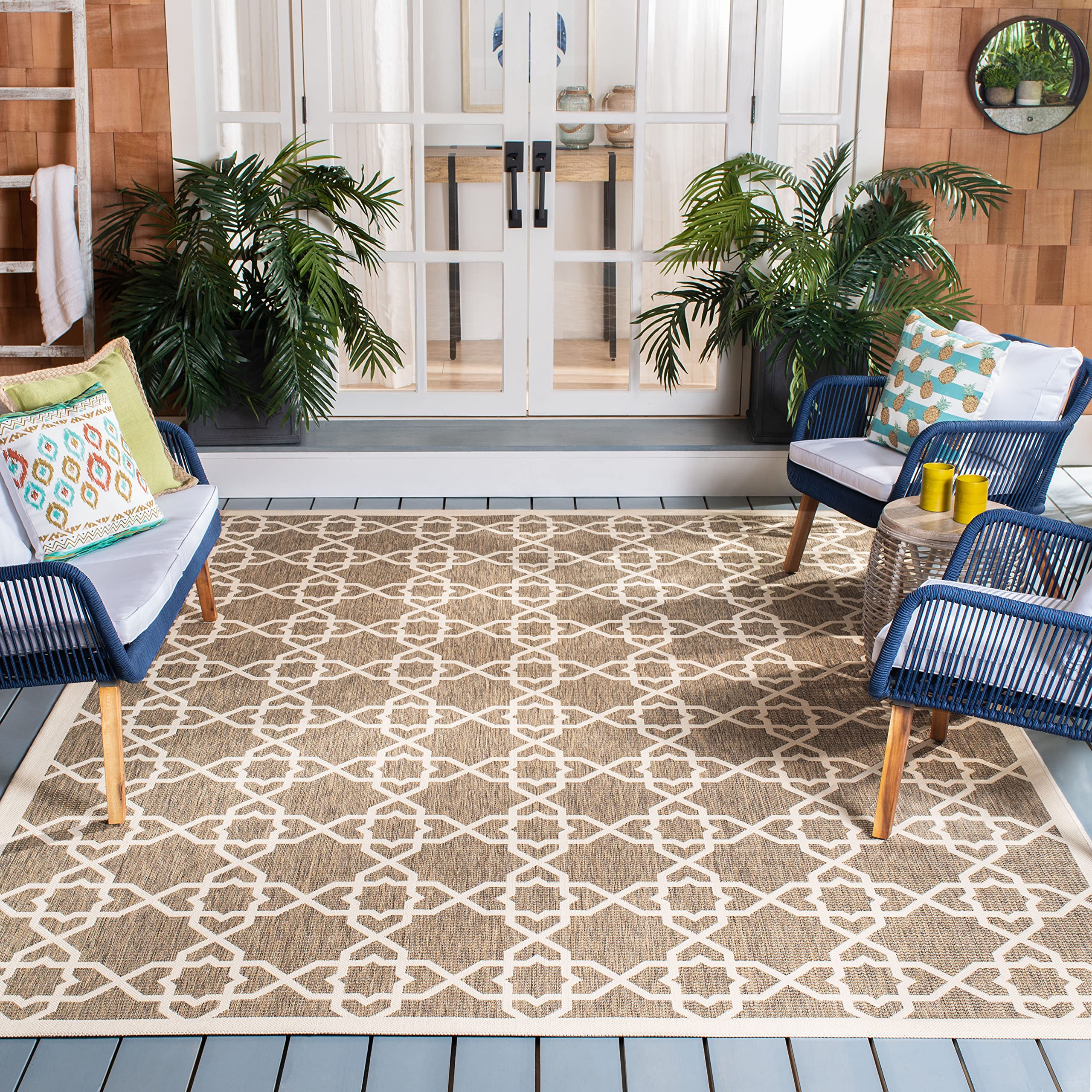 SAFAVIEH Courtyard Collection 27 x 5 Brown / Beige CY6032 Indoor/ Outdoor Waterproof Easy-Cleaning Patio Backyard Mudroom Area