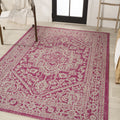 Jonathan Y Smb101G-3 Sinjuri Medallion Textured Weave Indoor Outdoor Area Rug, Bohemian Traditional Transitional Easy Cleaning,B