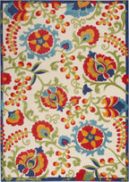 Nourison Aloha Indoor/Outdoor Multicolor 3'6' X 5'6' Area-Rug, Tropical, Botanical, Easy-Cleaning, Non Shedding, Bed Room, Living Room, Dining Room, Deck, Backyard, Patio (3X5)