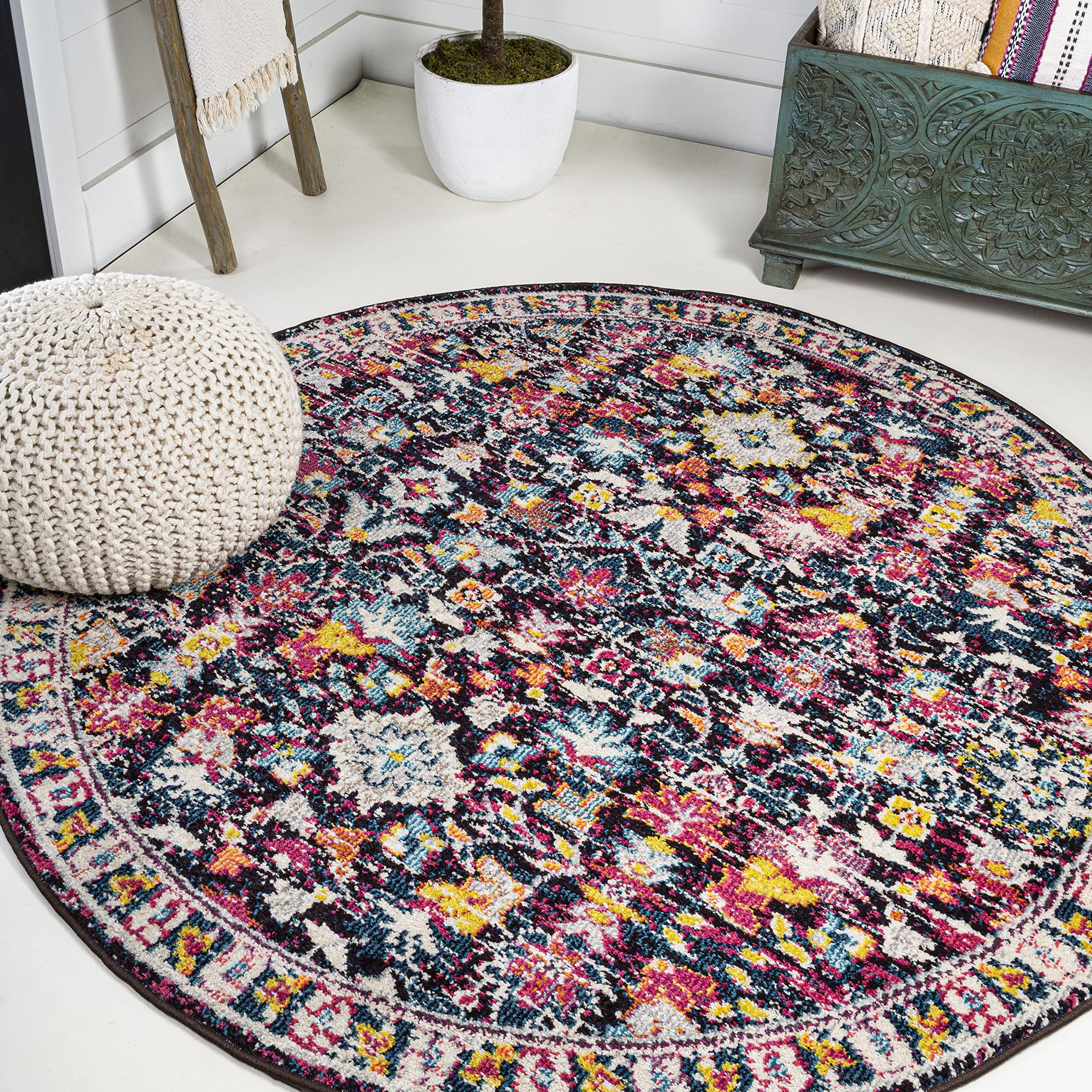 JONATHAN Y MDP200A-5SQ Modern Boho Floral Bohemian Vintage Country Indoor Area-Rug Country Easy-Cleaning Bedroom Kitchen Living 