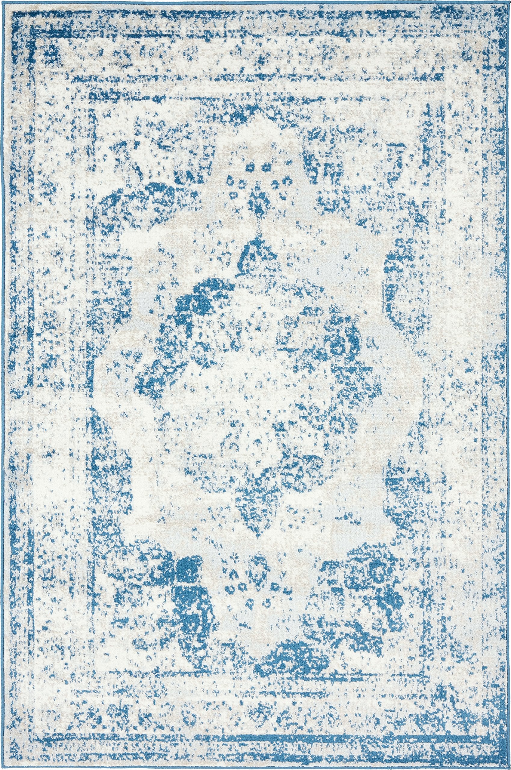 Unique Loom Sofia Collection Area Rug - Salle Garnier (4 1 x 6 1 Rectangle, Blue/ Ivory)