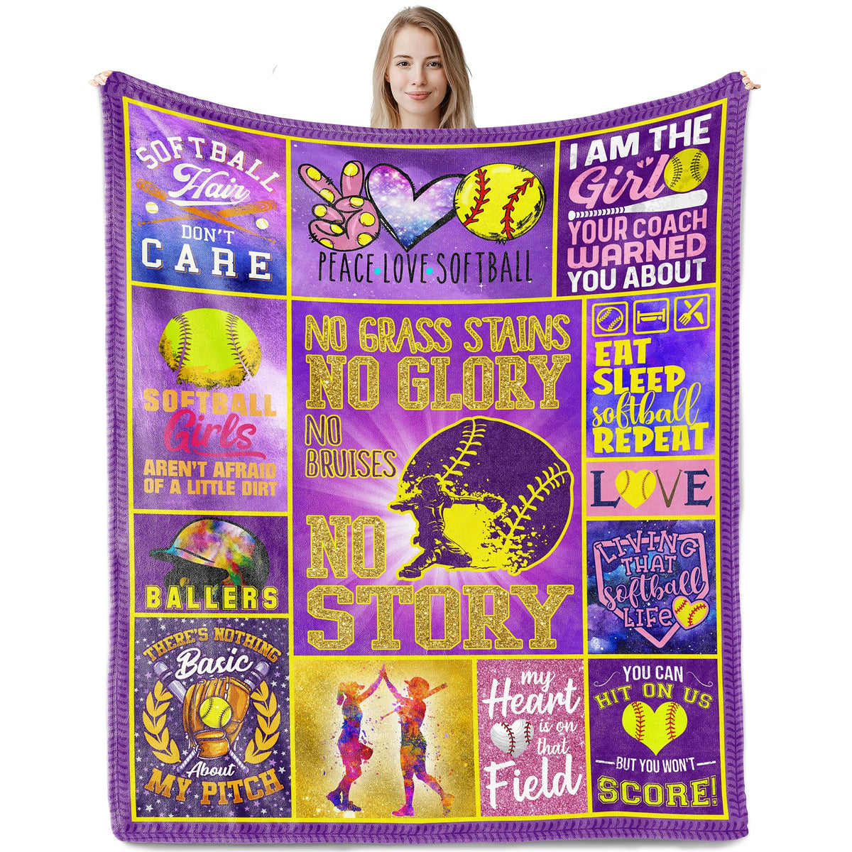 Softball Gifts For Girls, Softball Blanket, Best Girls Softball Gifts, Softball Blankets Gift For Girls, Soft Lightweight Softba
