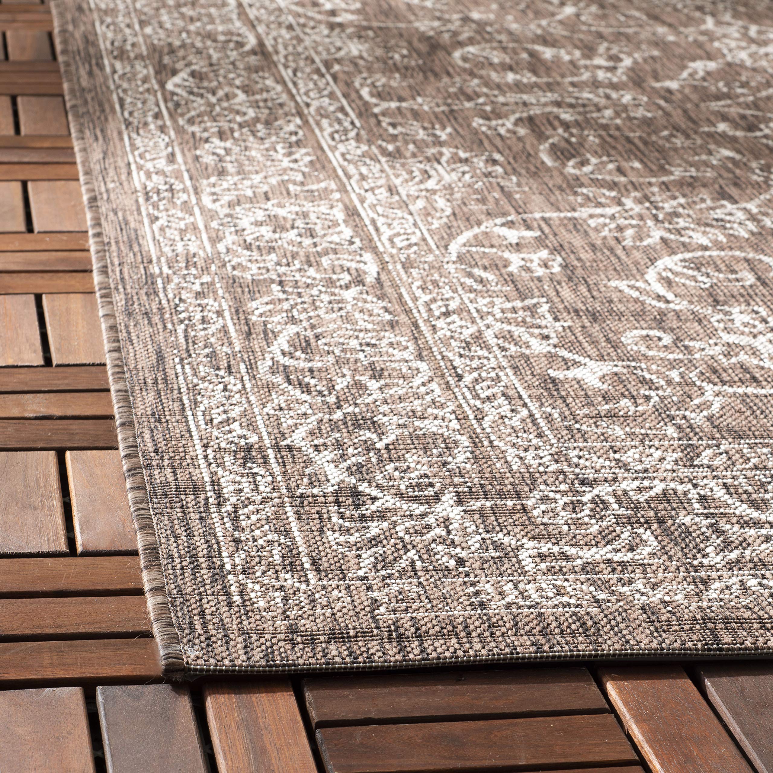 Safavieh Courtyard Collection 6'7' X 9'6' Grey/Navy Cy8680 Indoor/ Outdoor Patio Backyard Mudroom Area Rug