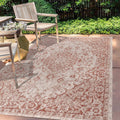 Jonathan Y Smb102A-3 Rozetta Boho Medallion Textured Weave Indoor Outdoor Area -Rug Coastal Bohemian Rustic Glam Easy -Cleaning Bedroom Kitchen Backyard Patio Non Shedding, 3 X 5, Red/Taupe