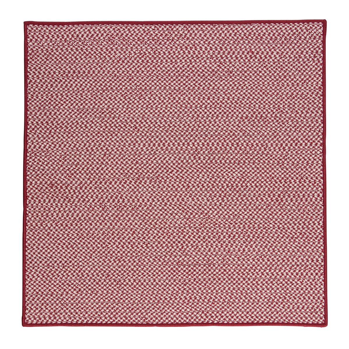 Outdoor Houndstooth Tweed Square Rug, 4-Feet, Sangria