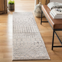 SAFAVIEH Tulum Collection Runner Rug - 2 x 17, Ivory & Grey, Moroccan Boho Distressed Design, Non-Shedding & Easy Care, Ideal 