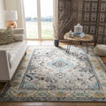 SAFAVIEH Monaco Collection Area Rug - 67 x 92, Grey & Light Blue, Boho Chic Medallion Distressed Design, Non-Shedding & Easy C