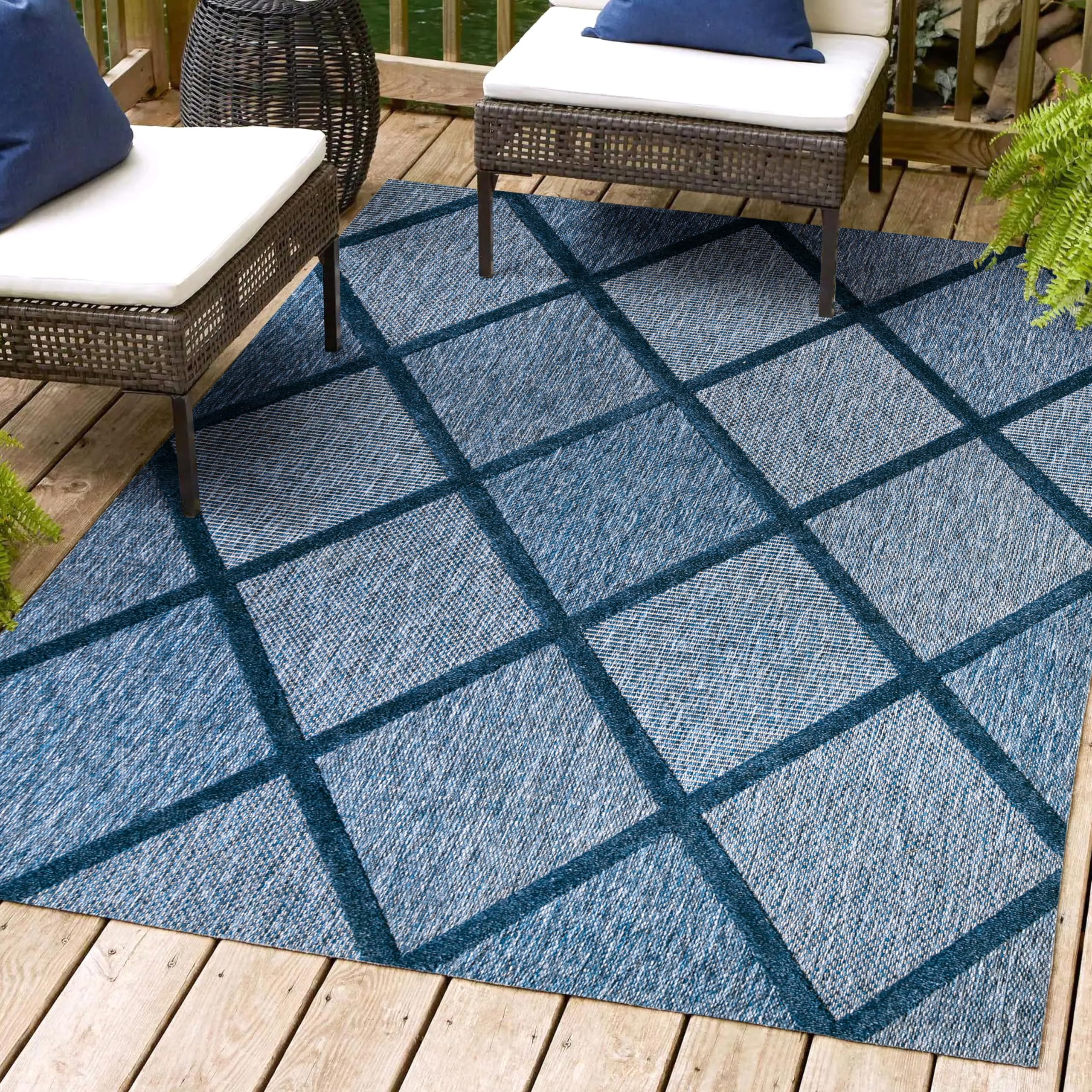 Jonathan Y Ibz101B-4 Salines Diamond Trellis Indoor Outdoor Area Rug Bohemian Geometric Easy Cleaning Bedroom Kitchen Backyard P