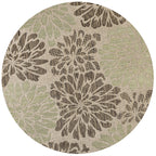 Jonathan Y Smb110A-5R Zinnia Modern Floral Textured Weave Indoor Outdoor Area Rug Bohemian Coastal Easy Cleaning Bedroom Kitchen Backyard Patio Non Shedding, 5' Round, Sage/Brown