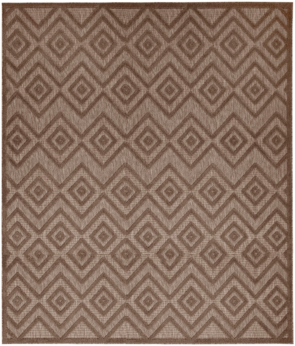 Nourison Versatile Modern Indoor/Outdoor Brown 9' X 12' Area Rug, Easy Cleaning, Non Shedding, Bed Room, Living Room, Dining Room, Backyard, Deck, Patio (9X12)