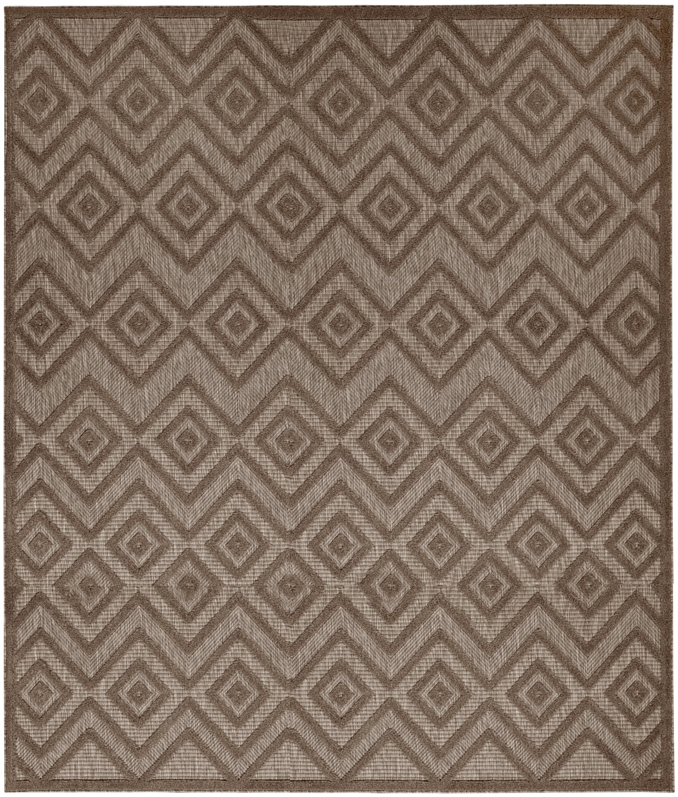 Nourison Versatile Modern Indoor/Outdoor Brown 9' X 12' Area Rug, Easy Cleaning, Non Shedding, Bed Room, Living Room, Dining Room, Backyard, Deck, Patio (9X12)