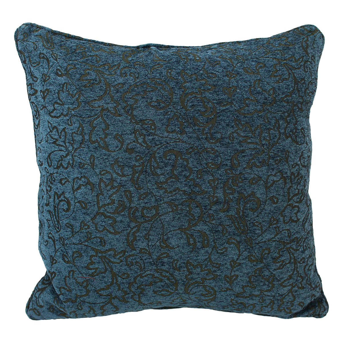 Blazing Needles Corded Square Jacquard Chenille Throw Pillow, 25&quot;, Blue Floral