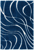 Safavieh Florida Shag Collection Accent Rug - 23 x 5, Navy & Ivory, Non-Shedding & Easy Care, 1.2-inch Thick Ideal for High Tr