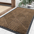 Smiry Front Door Mat Outside Entrance, Heavy Duty Sturdy Natural Rubber Doormat, Trap Dirt And Moisture, Easy Clean Low Profile Welcome Floor Mats For Indoor Outdoor Entry, 29.5X17 Inch, Brown
