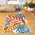 Jonathan Y Amc100B-28 Tropics Palm Leaves Indoor Outdoor Area-Rug Bohemian Floral Easy-Cleaning High Traffic Bedroom Kitchen Backyard Patio Porch Non Shedding, 2 X 8, Cream/Orange