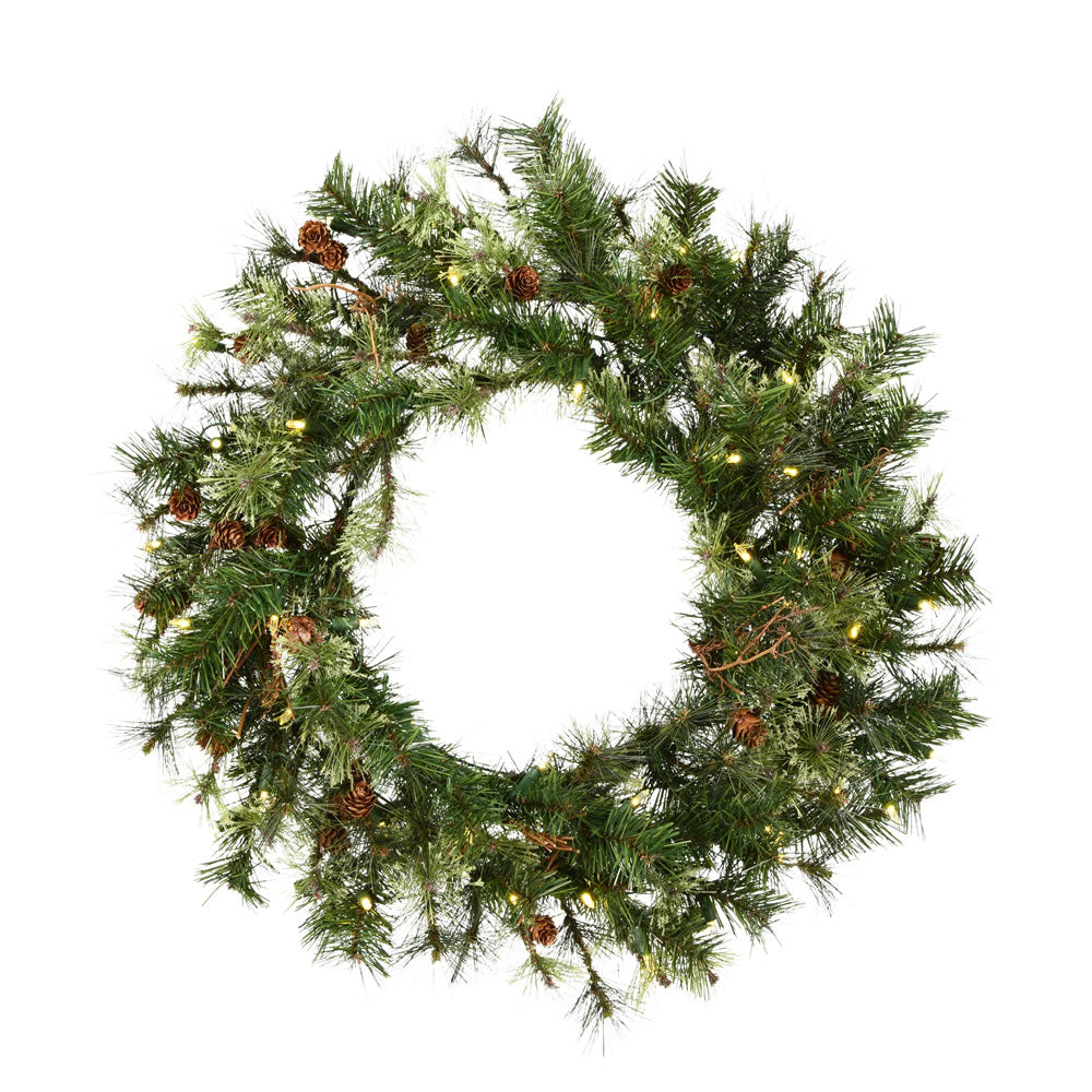 Vickerman 30 Inch  Mixed Country Wreath 50Wmwhtled  A801831Led