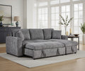 Seraphina II 96 Gray Boucle Fabric Reversible Sleeper Sectional Sofa with Storage Chaise, Cupholders, USB Charging Port, and Thr