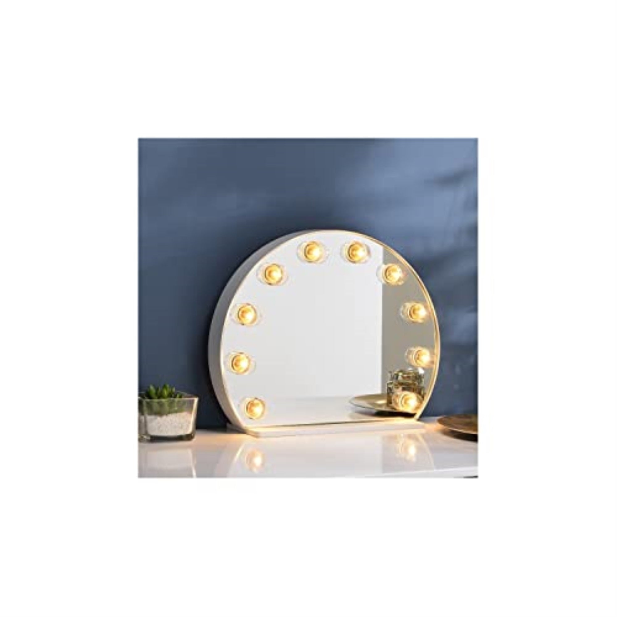 Acme Alma Domed Wooden Frame Accent Mirror with Lighting in White
