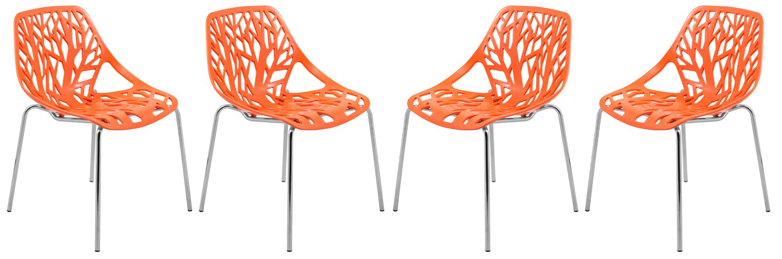 LeisureMod Modern Asbury Dining Chair w/ Chromed Legs, Set of 4