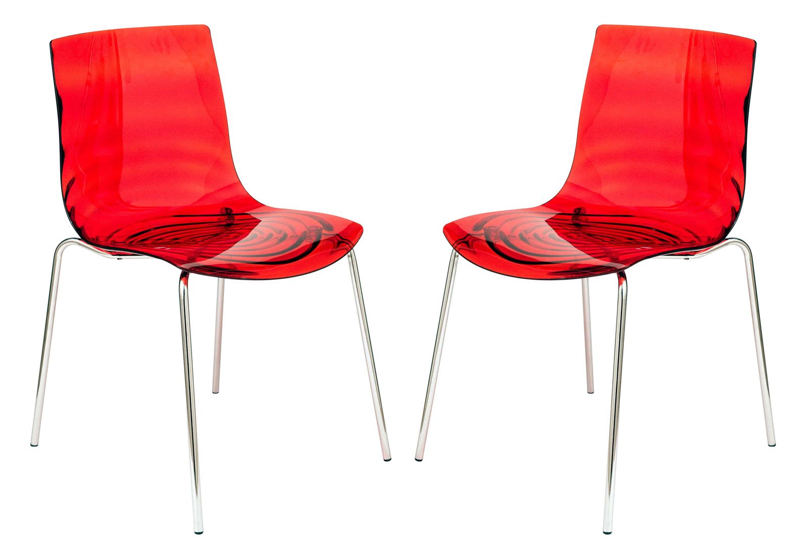 LeisureMod Astor Water Ripple Design Dining Chair Set of 2